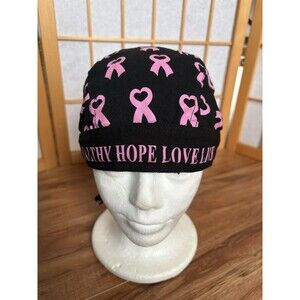 Breast Cancer Healthy Hope Love Live Pink Ribbon Doo Rag Skull Cap Head Wrap